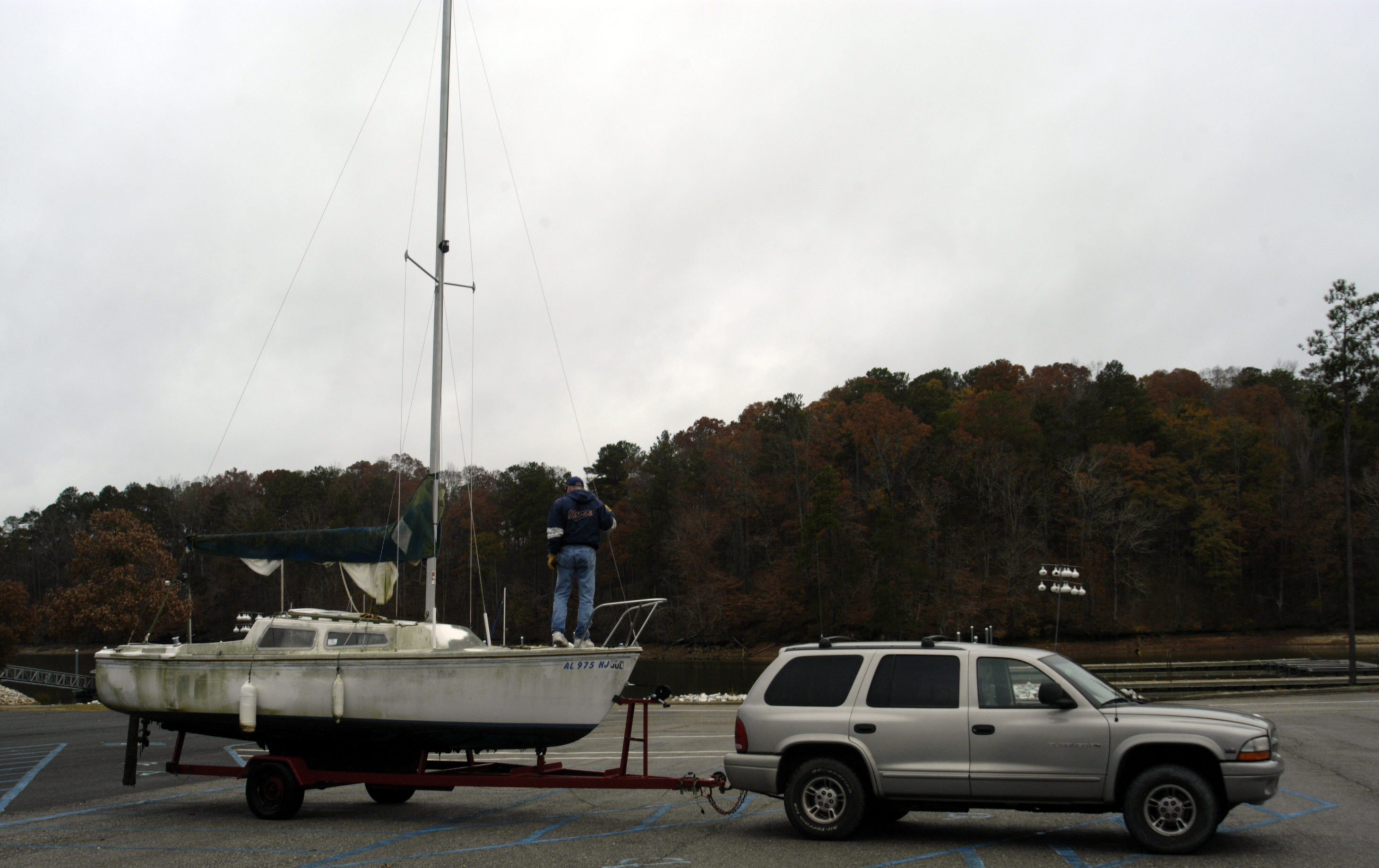 Catalina 22 Sailboat Being Taken out of the Water