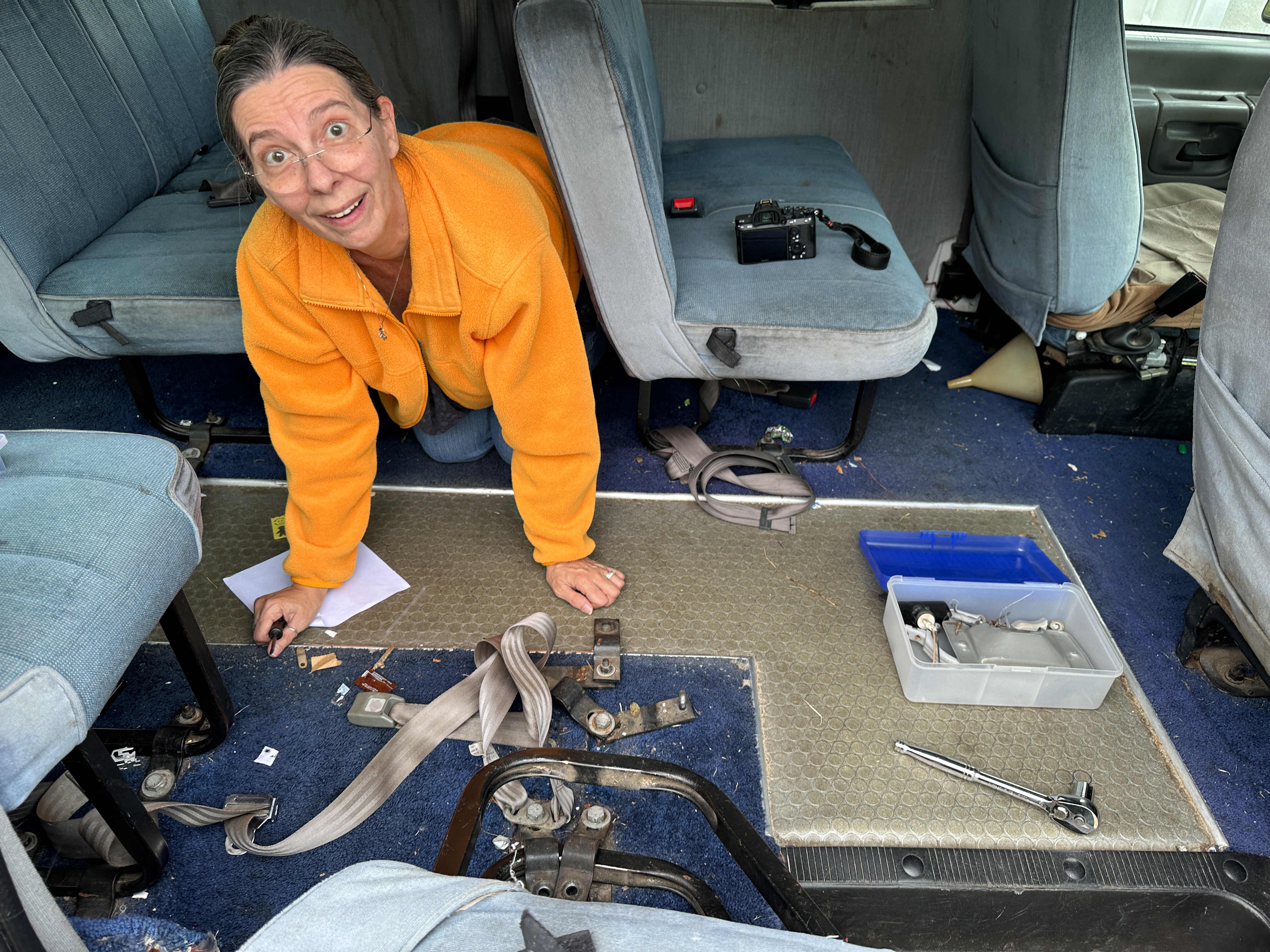 Starting to Remove Seats from the Van