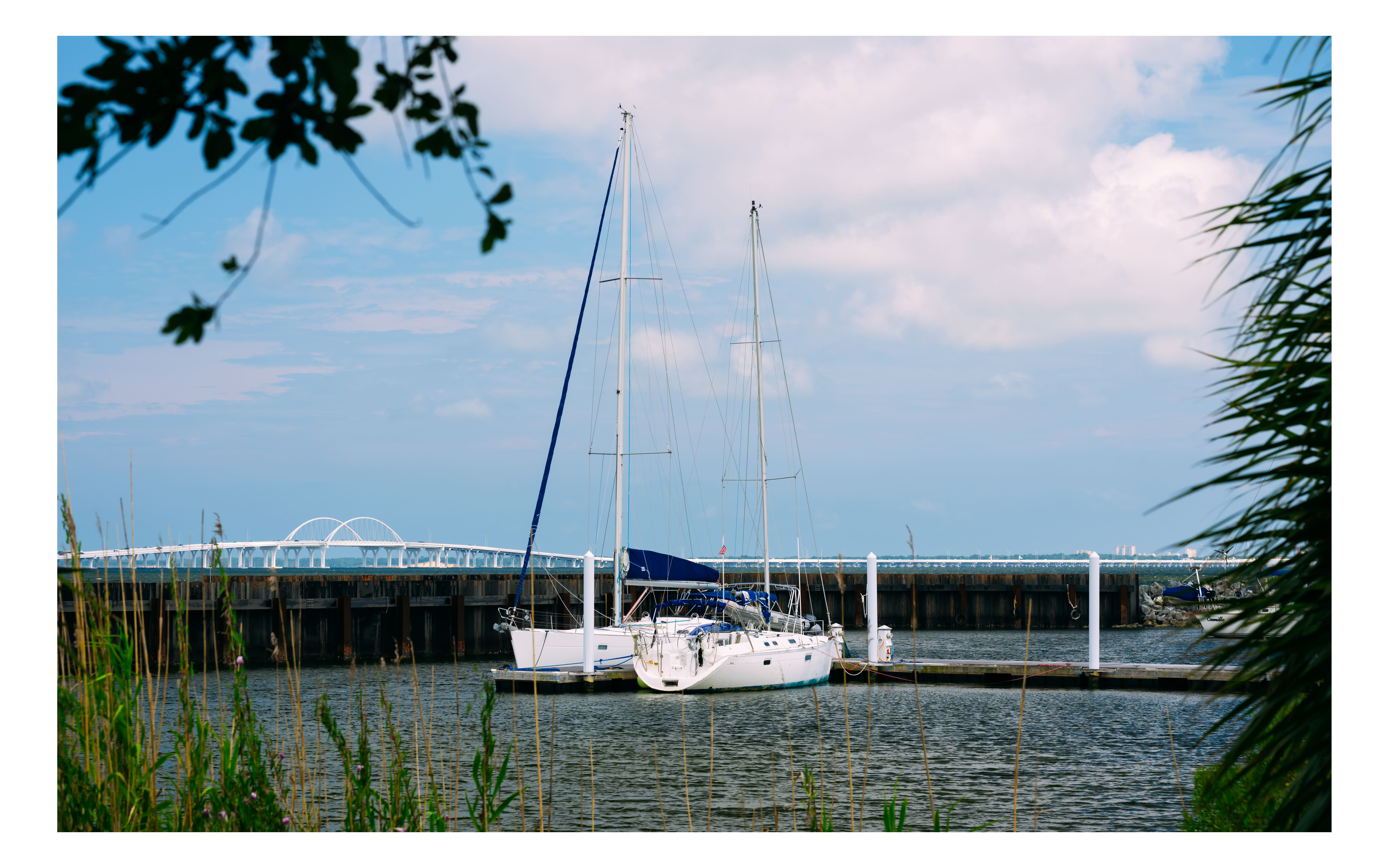 Pensacola Bridge Near a Marina
