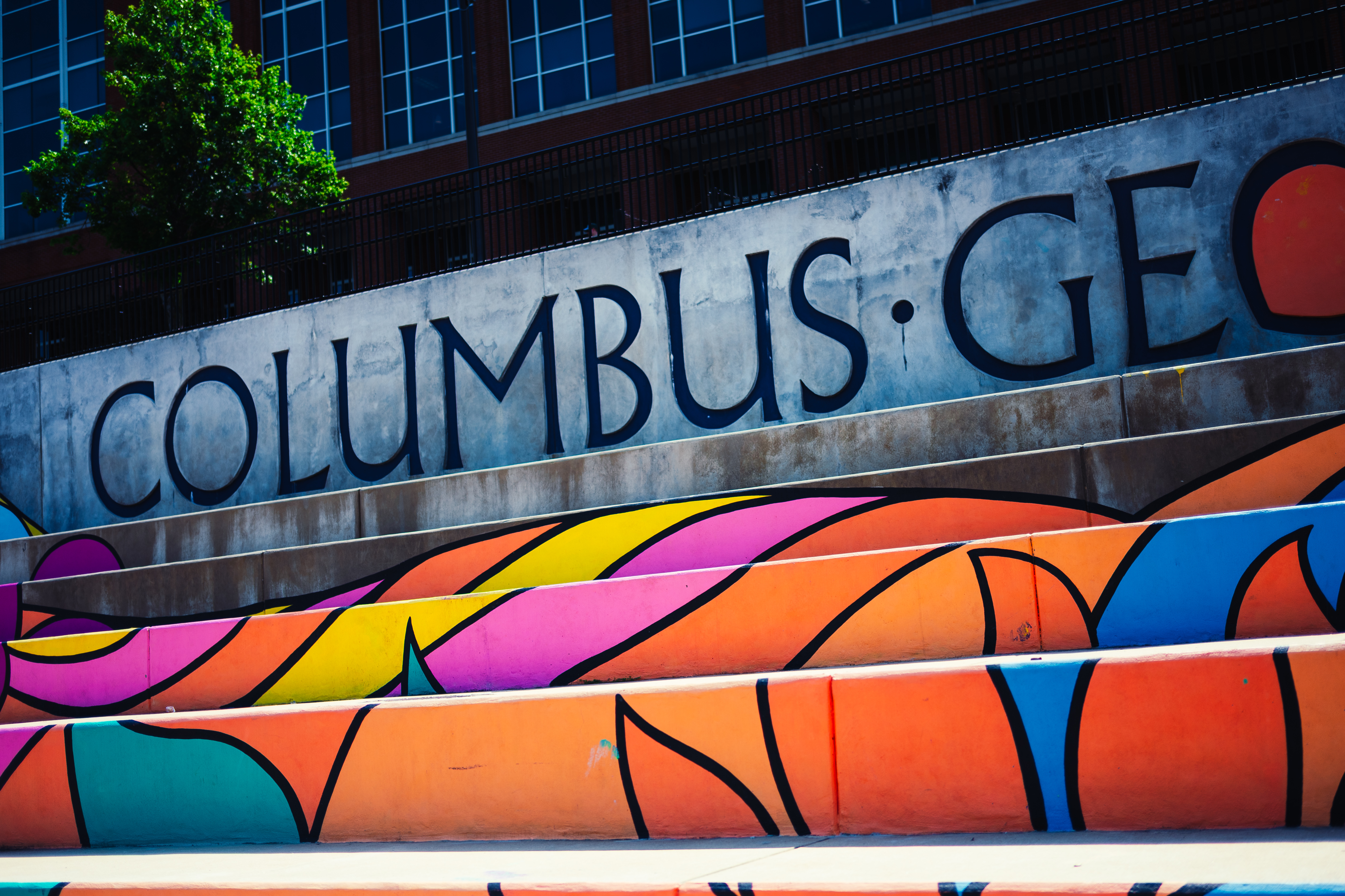 Columbus Georgia Steps and Sign in Center